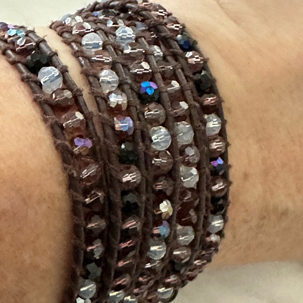 Chan Luu Brown and Silver Beaded Wrap Bracelet